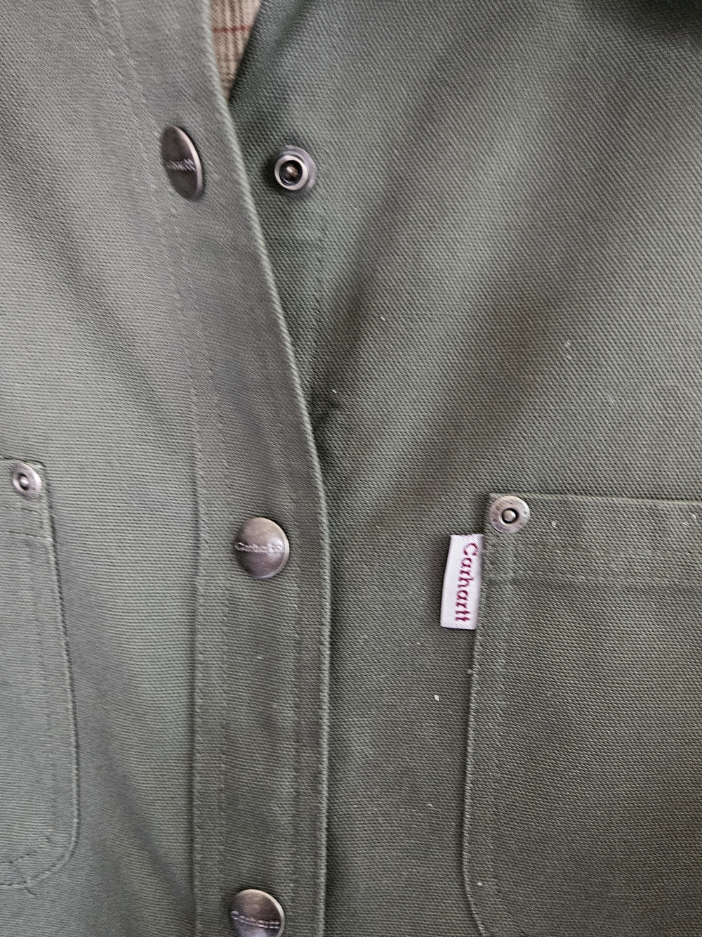 Carhartt Women's Olive Green Work Shirt Jacket Canvas Plaid Lined Shacket XL - Picture 4 of 11